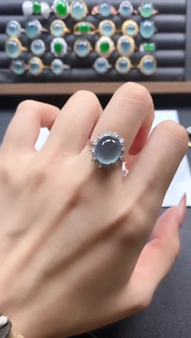 银S925镶嵌戒指翡翠51151