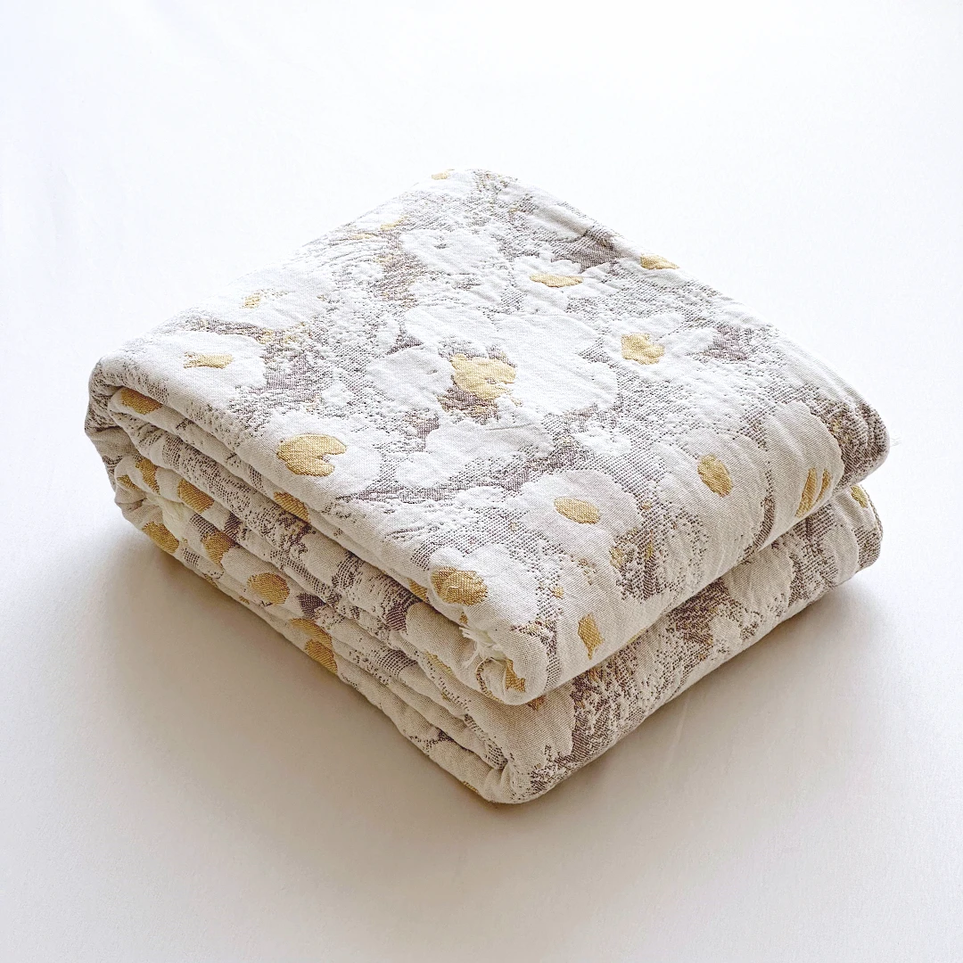 【京かわ会社】纱布毛巾被 纯棉多功能盖毯单双人 云朵朵-白