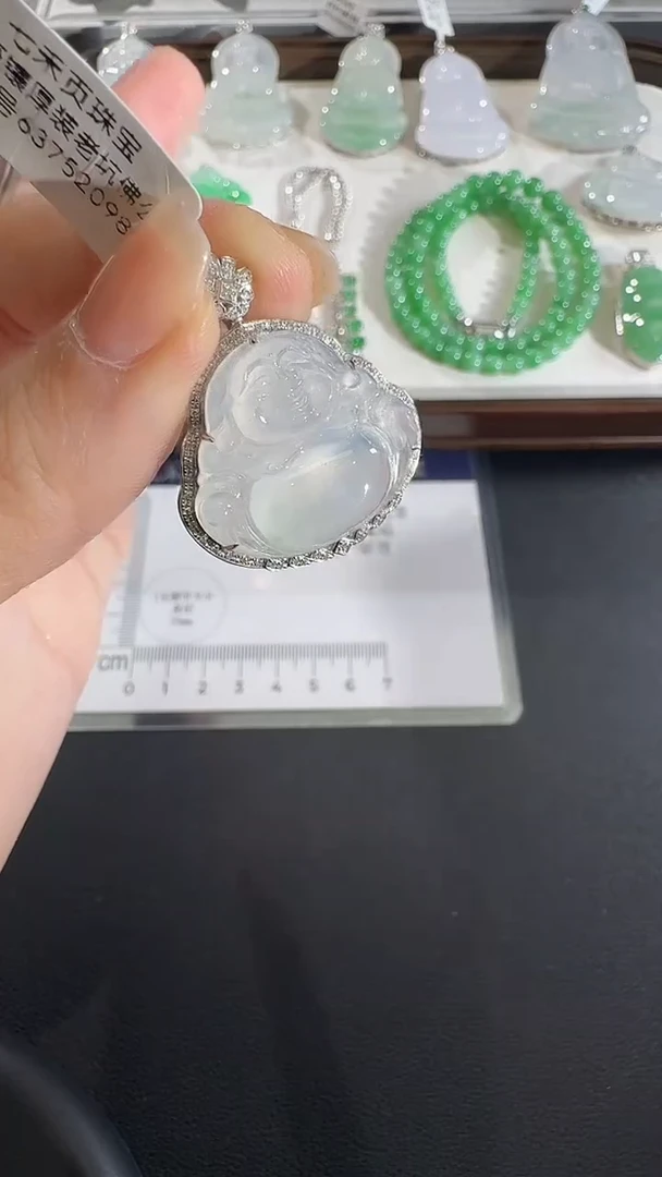 吊坠(不含链)18K金镶嵌翡翠【源头工厂】钻石镶嵌