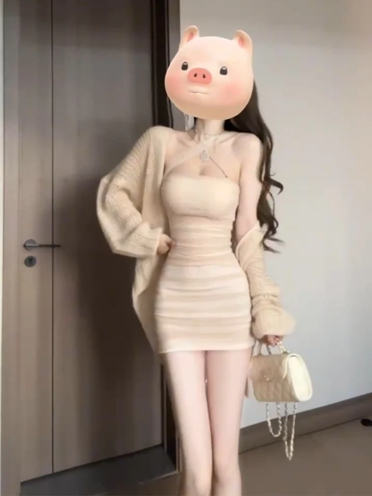 纯欲风辣妹性感名媛气质紧身连衣裙露背吊带收腰显瘦包臀短裙女