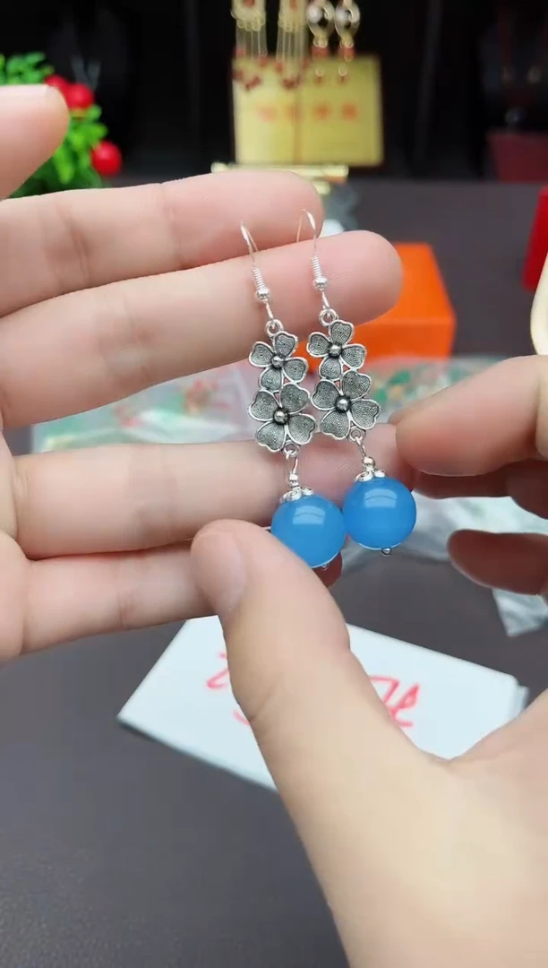 【闪购商品】玛瑙/玉髓耳钉银S925镶嵌712000