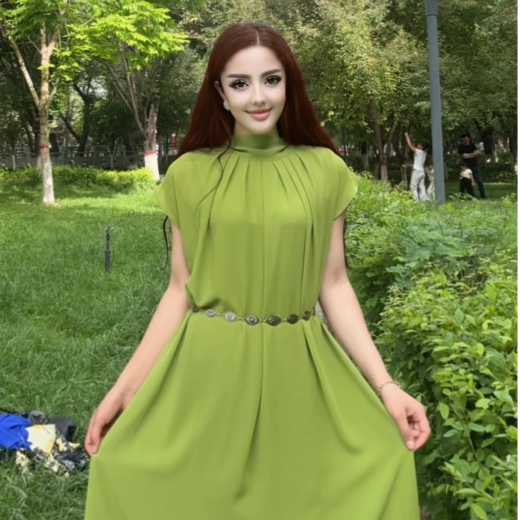 698【包邮】新款时尚纯色宽松气质时尚女装连衣裙