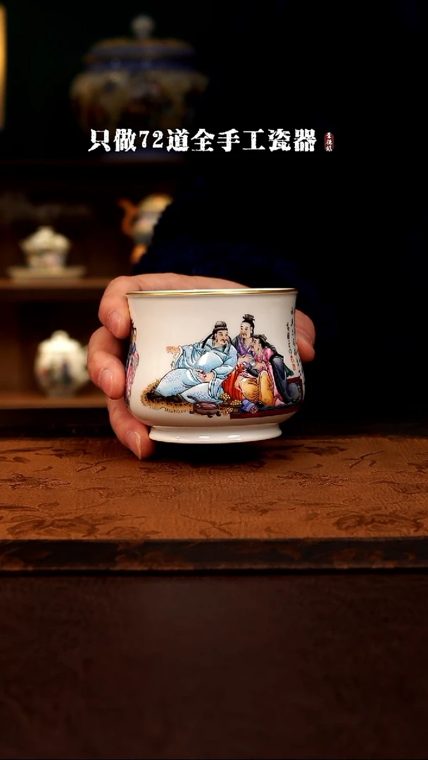 摆件陶c****g景德镇现代手工手绘陶瓷；；2380