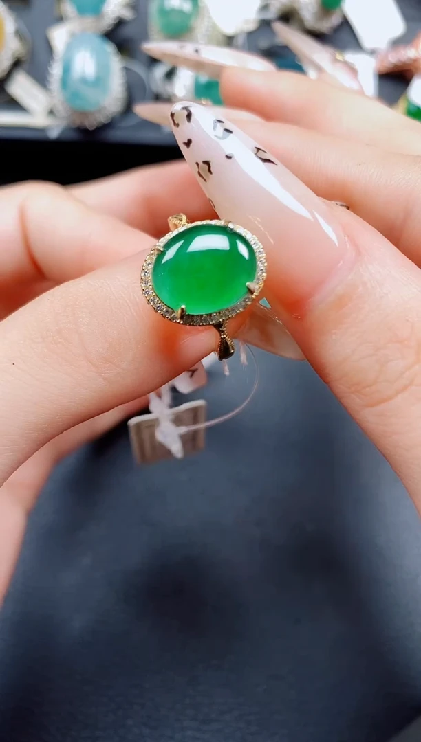 银S925镶嵌戒指翡翠翡翠
