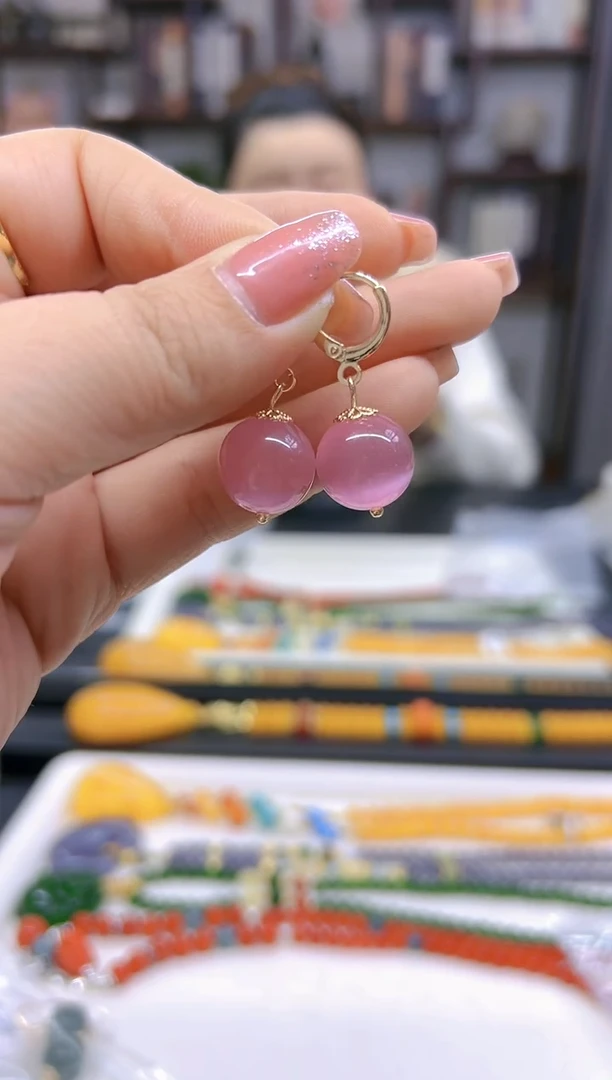 【闪购商品】碧玺猫眼耳饰14K金镶嵌E607