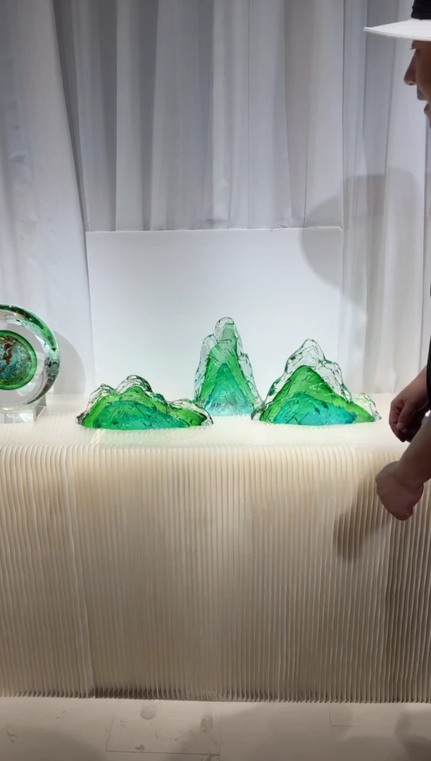 摆件璨石美学翡翠山一组艺术摆件
