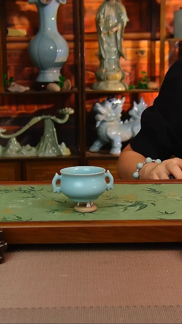 瓷片仿古釉全手工双耳杯，一级品