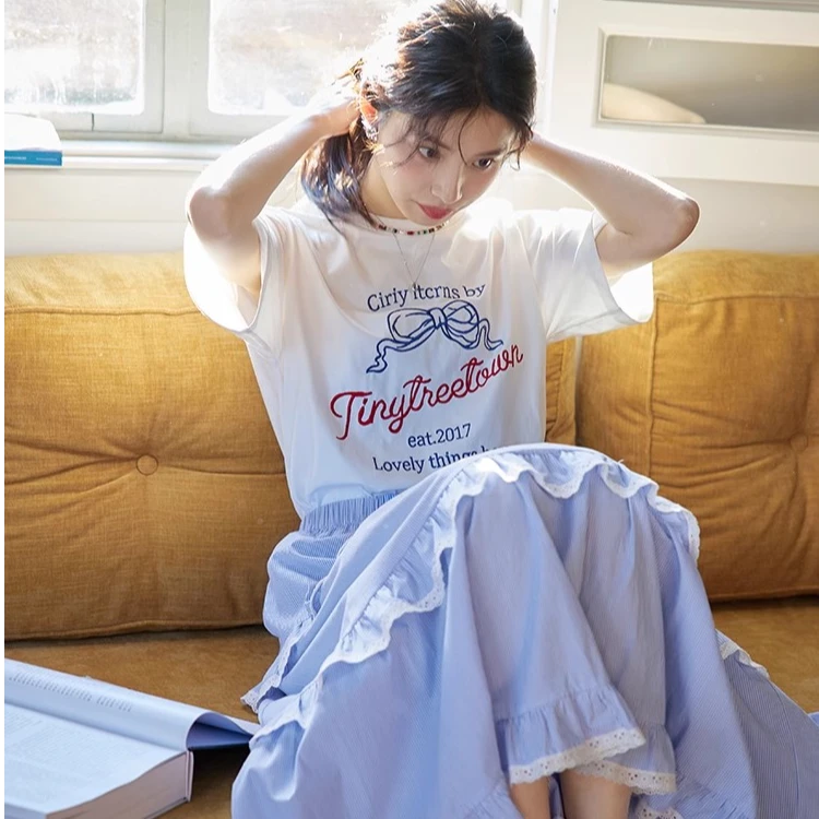 【220克 纯棉】2025夏季新款圆领印花短袖棉T恤上衣字母百搭宽松潮