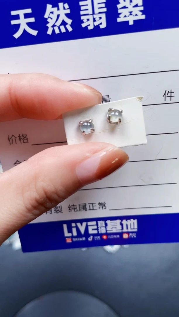 银S925镶嵌翡翠耳饰181