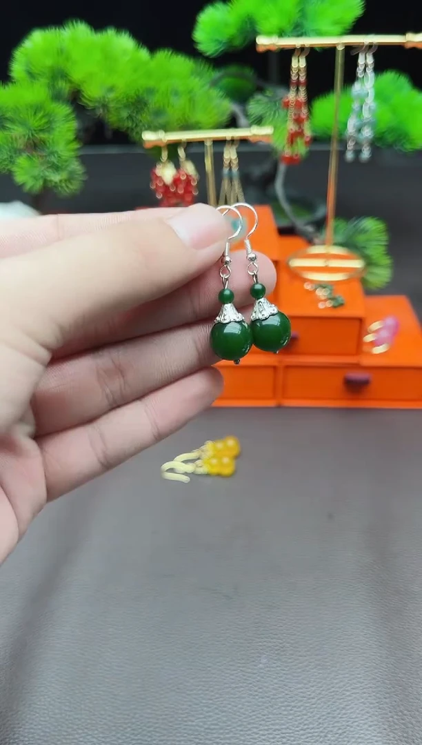 玛瑙/玉髓耳饰银S925镶嵌733