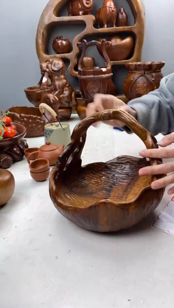 香樟木A34南瓜提篮/尺寸23*20*22