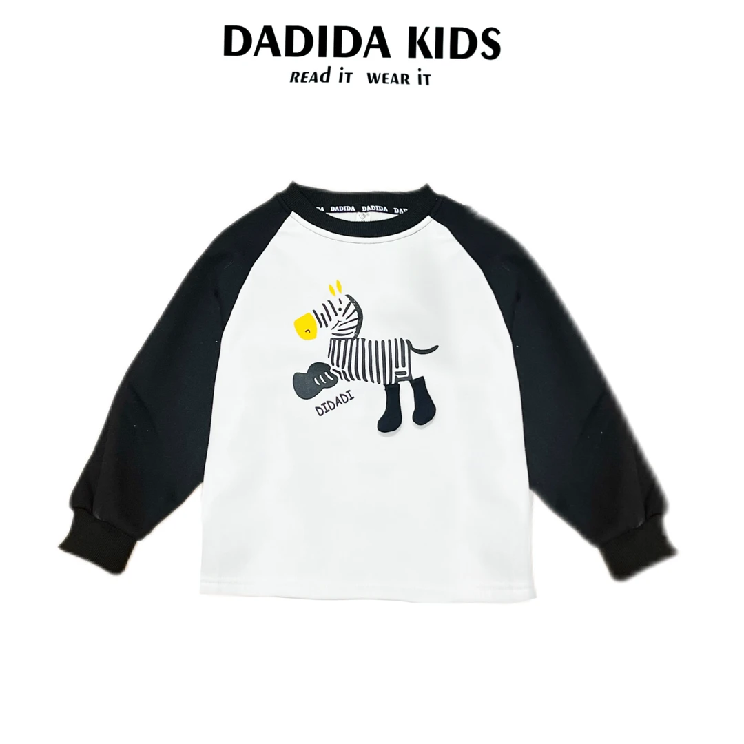 dadida/嗒嘀嗒冬季男童时尚长袖印花加绒卫衣+504100125