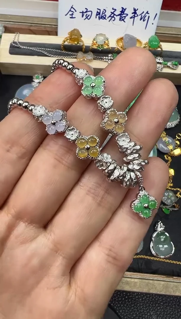 【闪购商品】翡翠手链银S925镶嵌盘缠