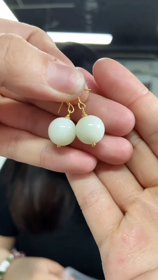 【闪购商品】和田玉耳饰银S925镶嵌多样性发其一颜色微差