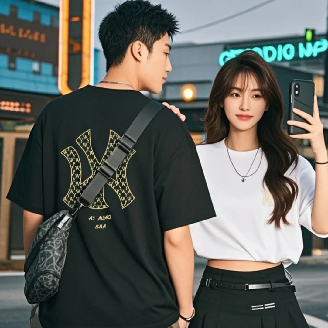 【万达专属】情侣夏季圆领短袖T恤潮时尚运动情侣装韩版ins潮流休闲