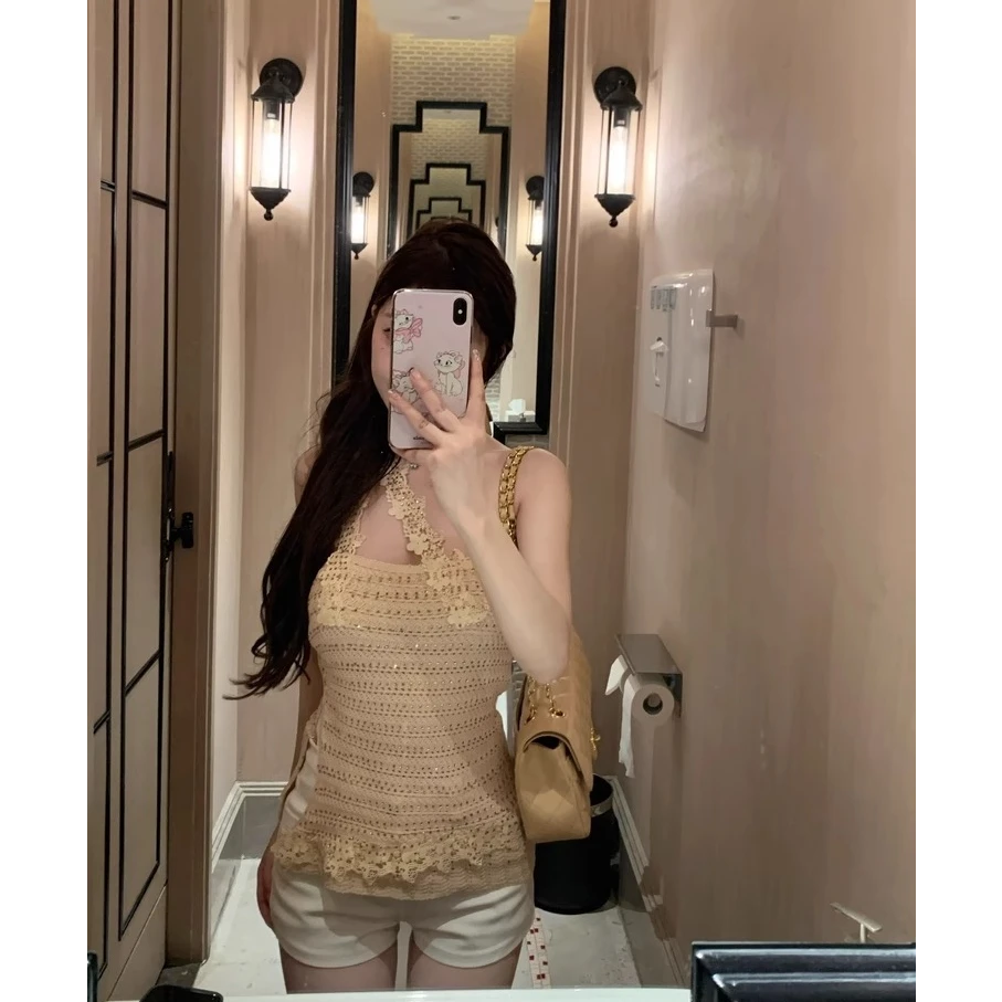 向晚·吊带背心女夏季外穿无袖上衣露背高级感