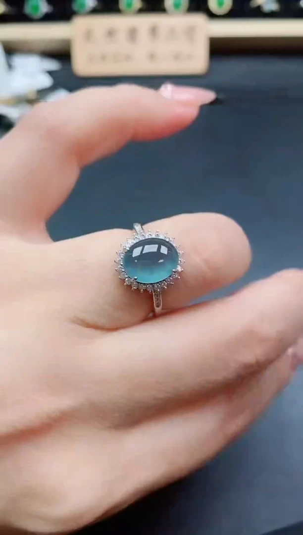 银S925镶嵌戒指翡翠1