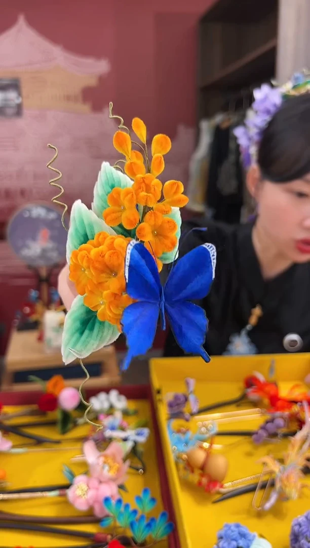 【闪购商品】刺绣 非遗绒花（发饰）