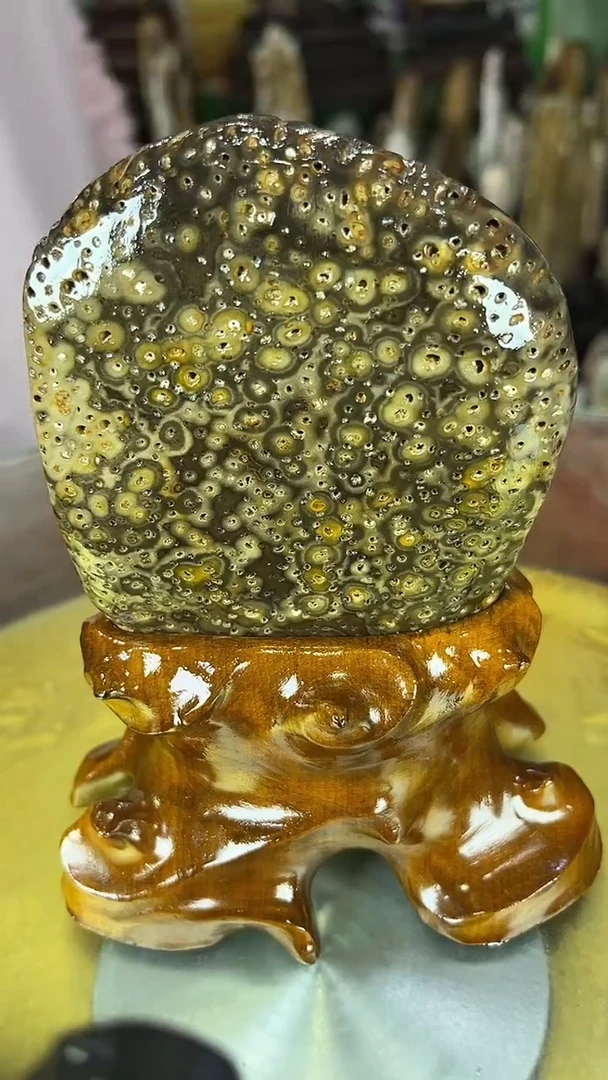 缅甸天然树化玉摆件