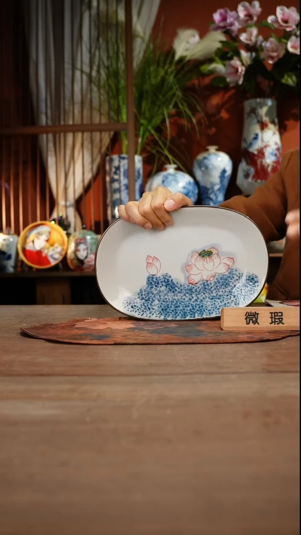 当代高温釉下彩手绘陶瓷餐具