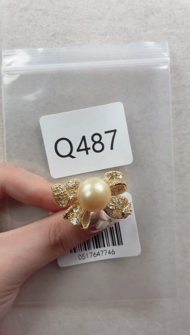 银S925镶嵌戒指海水珍珠q487