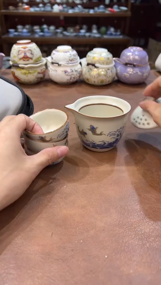 真的很便宜超好看会开片的旅行茶具