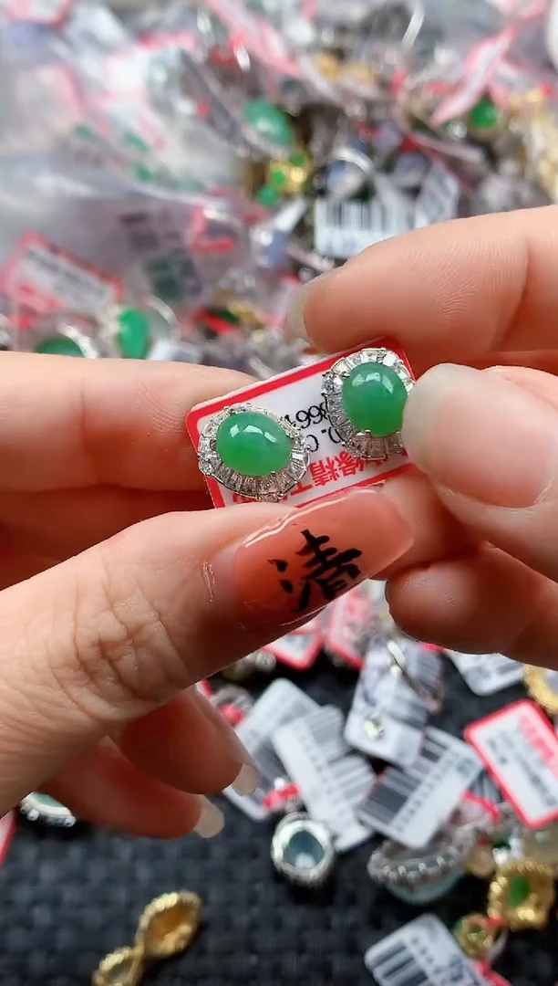 银S925镶嵌戒指翡翠天然A货缅甸翡翠