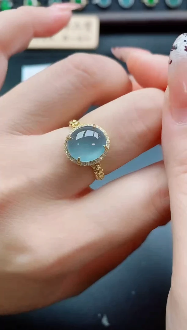 银S925镶嵌戒指翡翠1