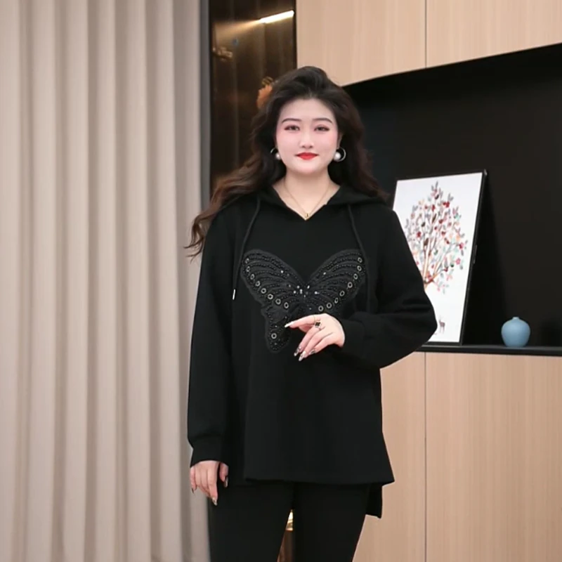 胖晶晶定制大码女装春季新款时尚宽松休闲百搭遮肉百搭卫衣ZB6553