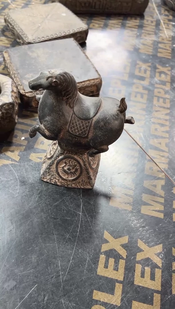 陶土小唐马+四灵烛台