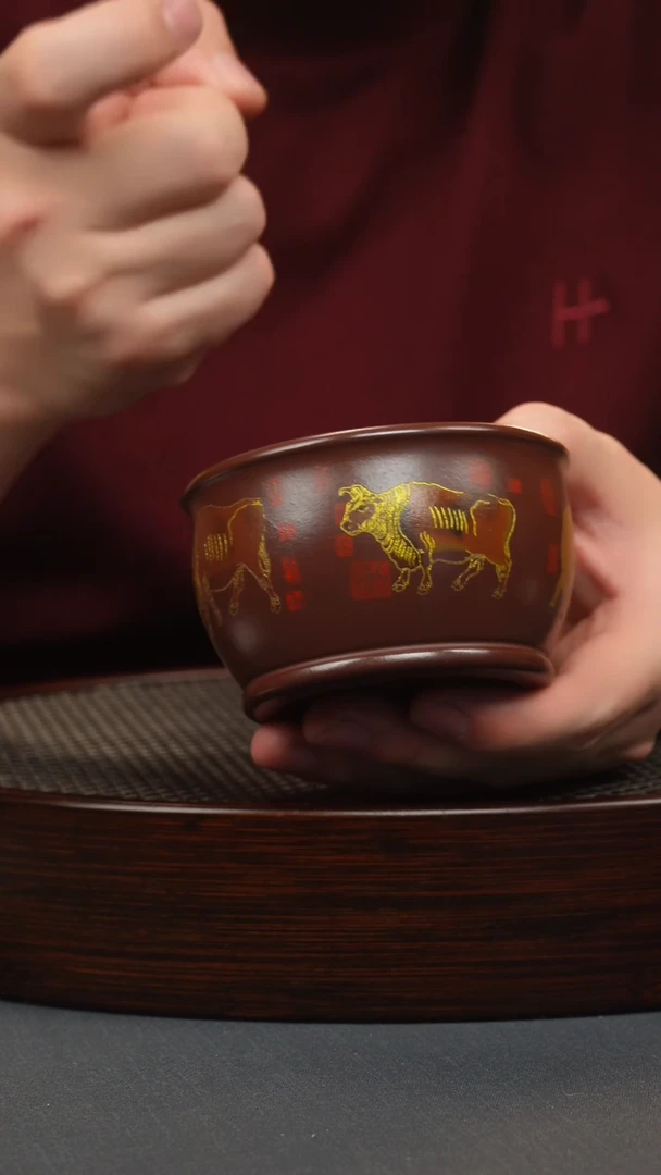 【闪购商品】紫砂茶壶五牛杯石红