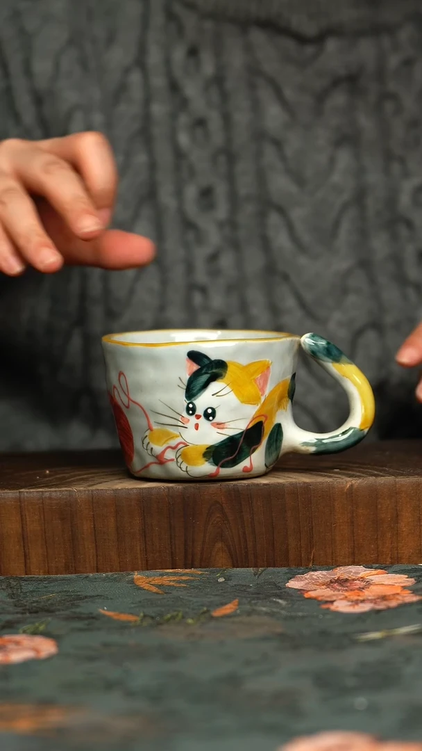 杯釉下彩手工手绘同款陶器