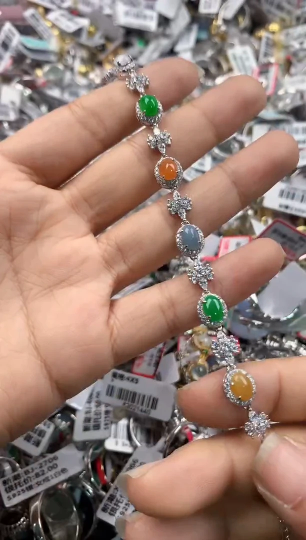 银S925镶嵌戒指翡翠444          5