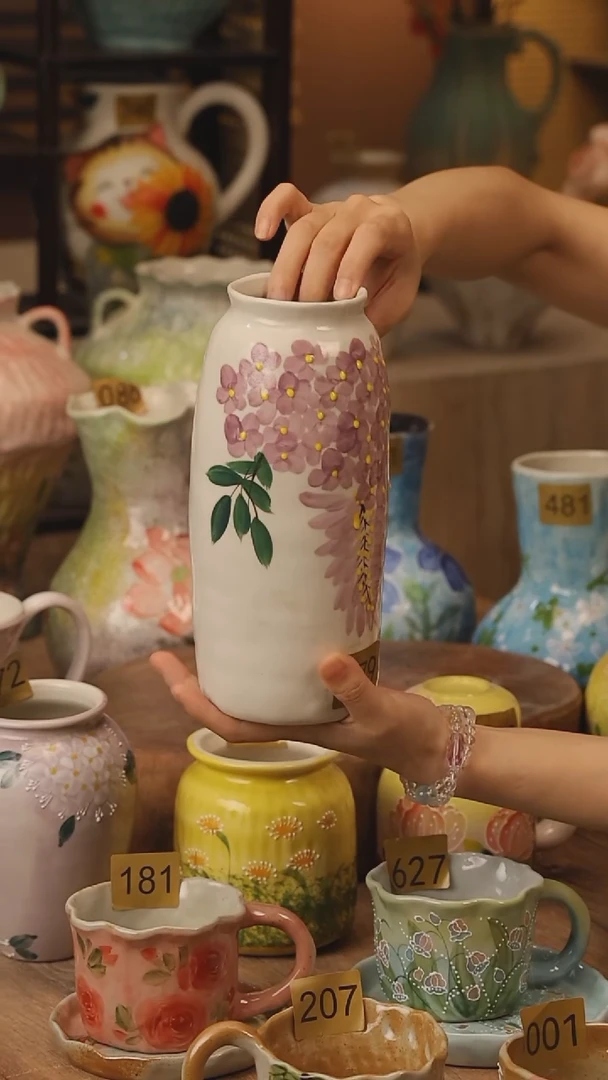 陶瓷079景德镇设计师手作花器摆件侘寂风
