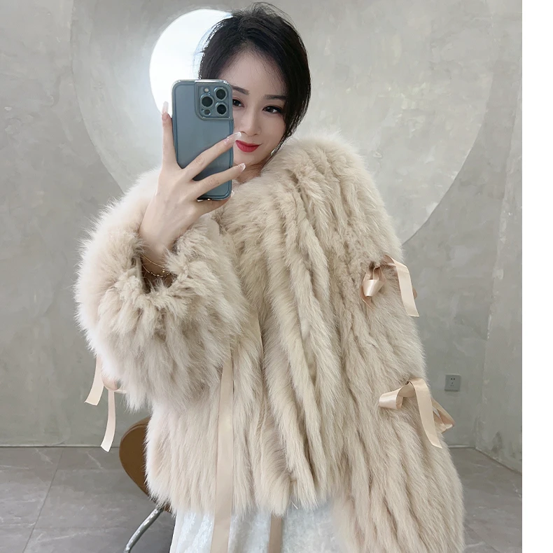 时尚洋气狐狸毛保暖外套网红小姐姐