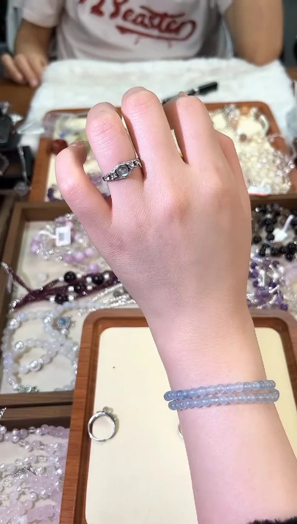 【闪购商品】水晶手链未镶嵌灰月光戒指默认微瑕多样性发货