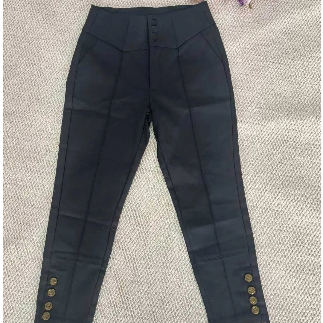 0202新中式黑色修身长裤