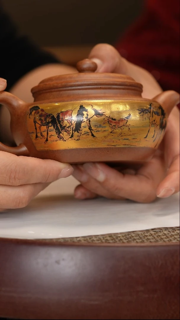 【闪购商品】紫砂茶壶【李玮】柴烧翡翠金砂锦鼓  260CC