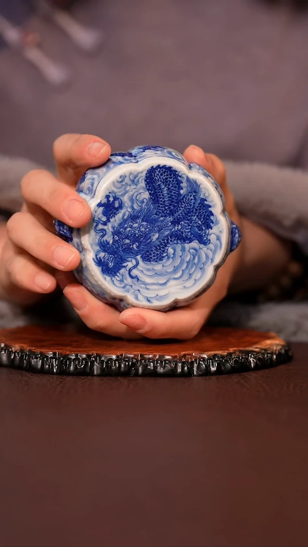 【闪购商品】杯永明尚玩青花龙纹盖置