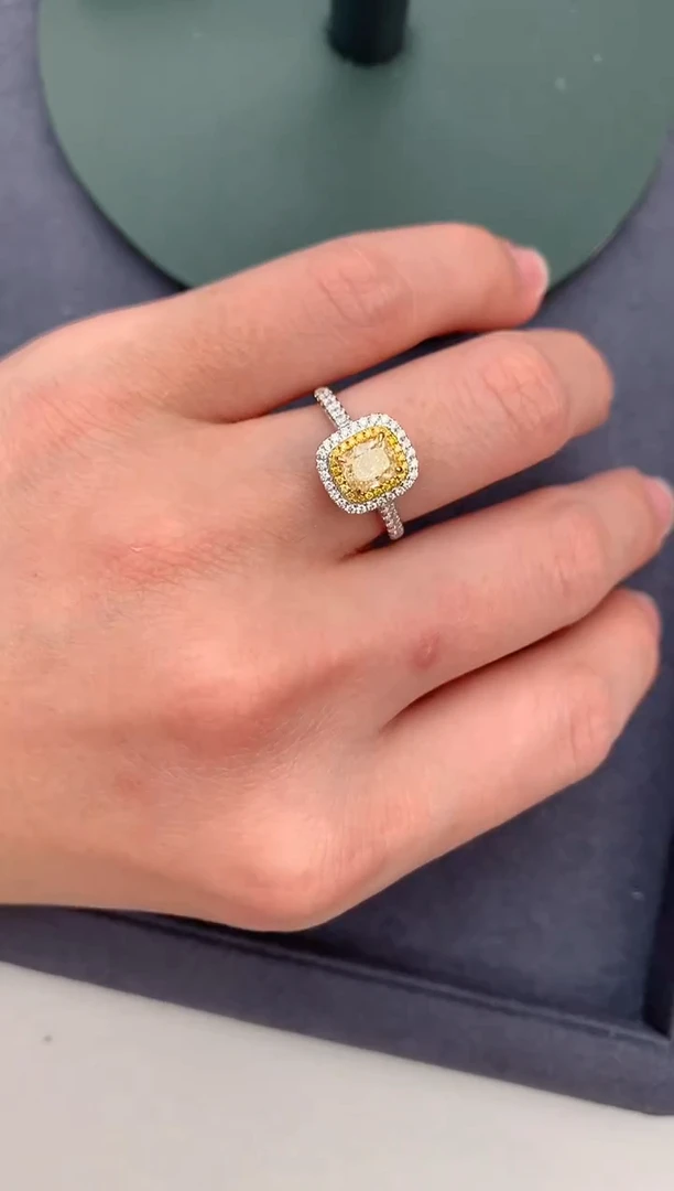 【闪购商品】钻石戒指/指环18K金镶嵌1ct黄钻戒指