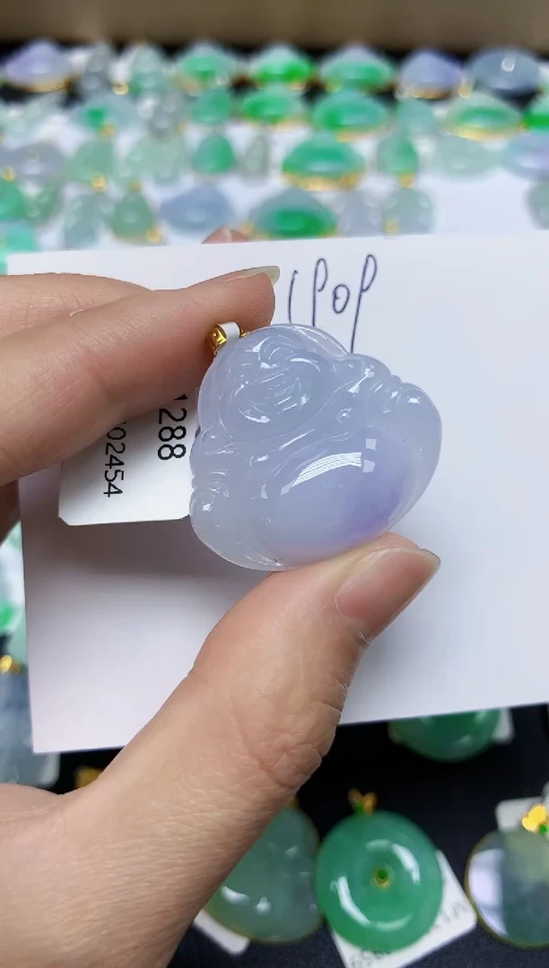 翡翠18K金镶嵌颈饰 天然缅甸翡翠A货