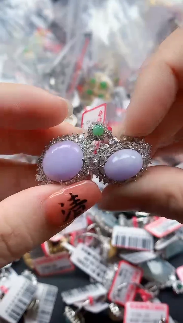 银S925镶嵌戒指翡翠天然A货缅甸翡翠