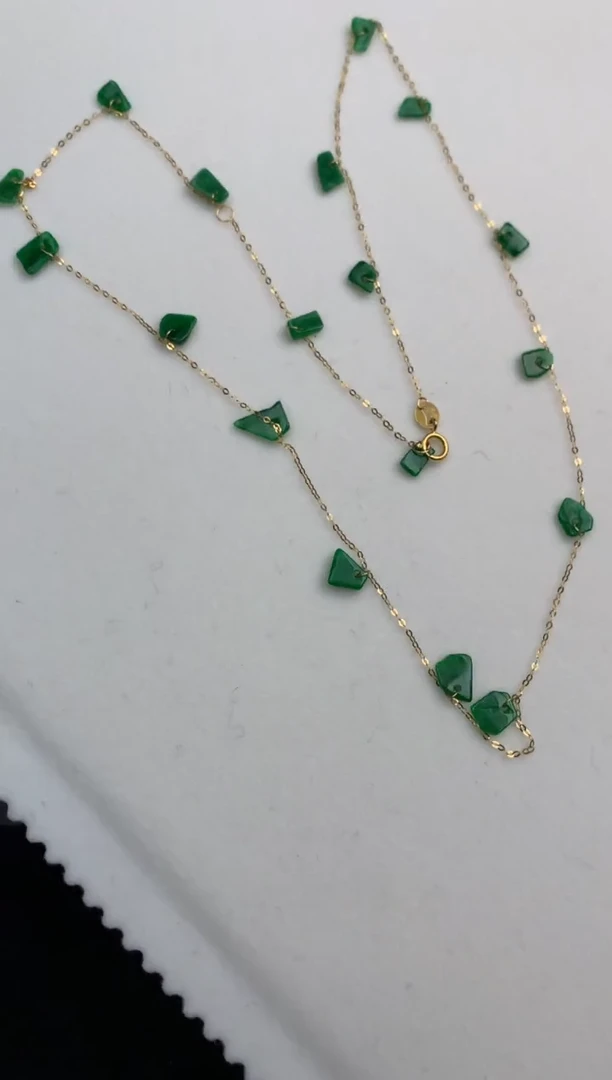 【闪购商品】翡翠颈饰18K金镶嵌满天星项链18K金链