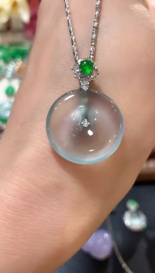 吊坠(不含链)18K金镶嵌翡翠m77