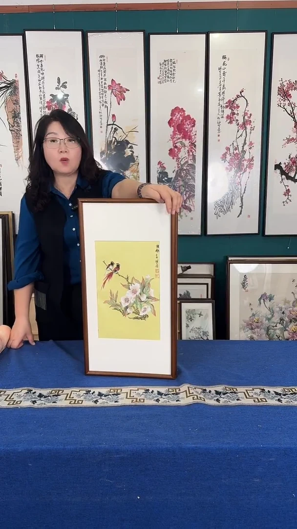 国画33*63玉兰花实木装裱