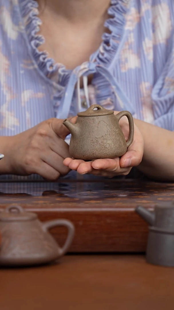 茶壶紫砂鲨皮青刻绘高石瓢