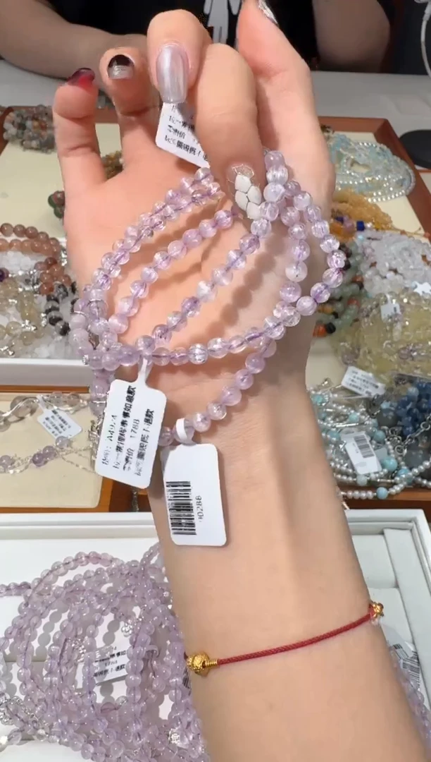 【闪购商品】水晶手链银S925镶嵌B030拉丝紫锂紫锂提溜款