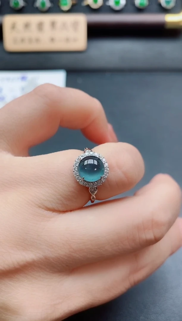 银S925镶嵌戒指翡翠1