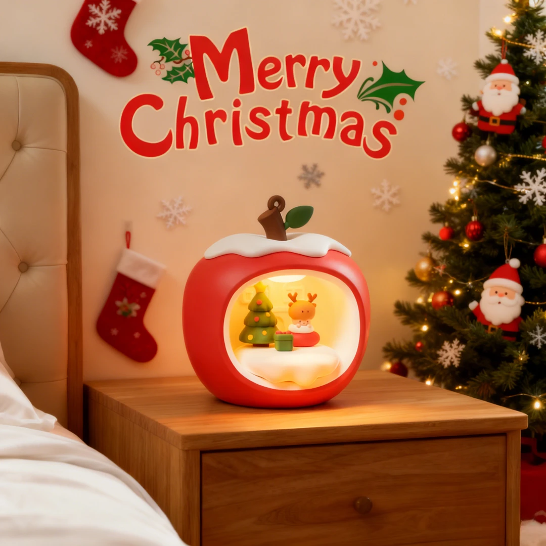 圣诞节礼物手提灯发光小夜灯卧室氛围感装饰灯创意苹果屋桌面摆件