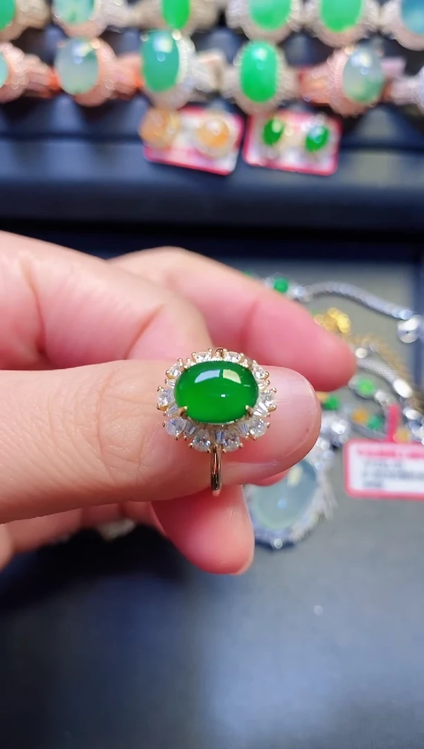 银S925镶嵌戒指翡翠天然